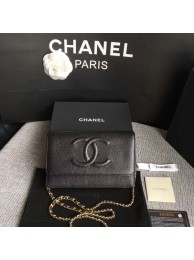 Replica Chanel WOC Original Calfskin Leather Black Shoulder Bag 33814 Glod JH03320kq23