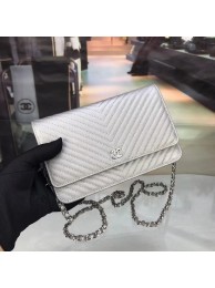 Replica Fashion Chanel WOC Original Caviar Leather Flap cross-body bag E33814 silver JH04071BC48
