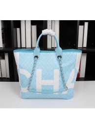Top Imitation Chanel Cowhide Tote Bag 7180 blue JH03998EE80